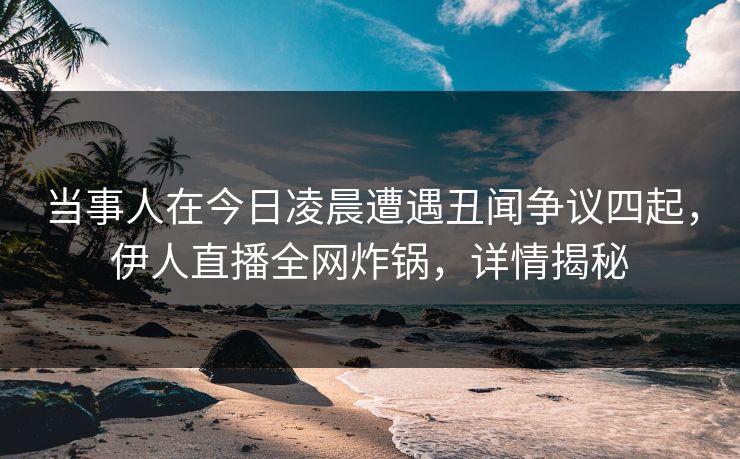 当事人在今日凌晨遭遇丑闻争议四起，伊人直播全网炸锅，详情揭秘