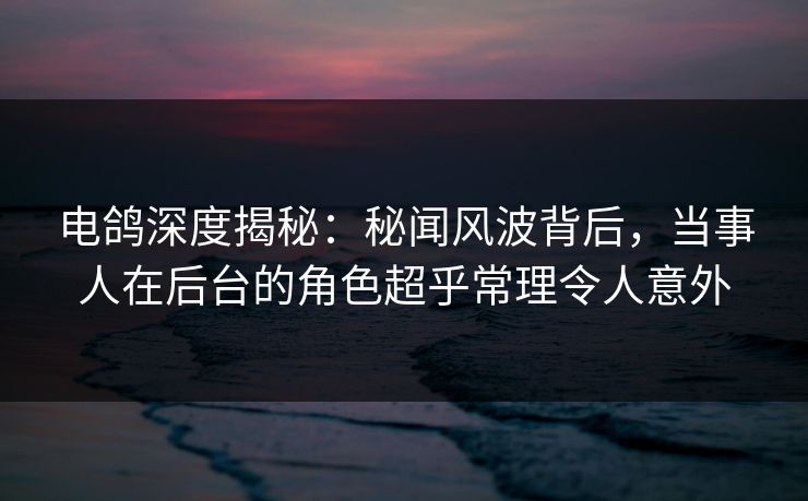 电鸽深度揭秘:秘闻风波背后,当事人在后台的角色超乎常理令人意外
