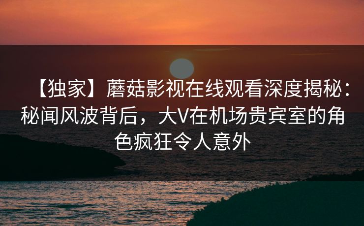 【独家】蘑菇影视在线观看深度揭秘：秘闻风波背后，大V在机场贵宾室的角色疯狂令人意外