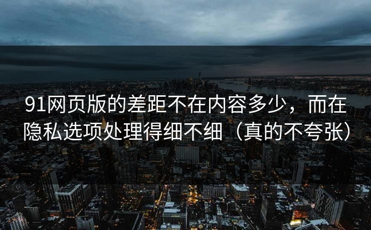 91网页版的差距不在内容多少，而在隐私选项处理得细不细（真的不夸张）